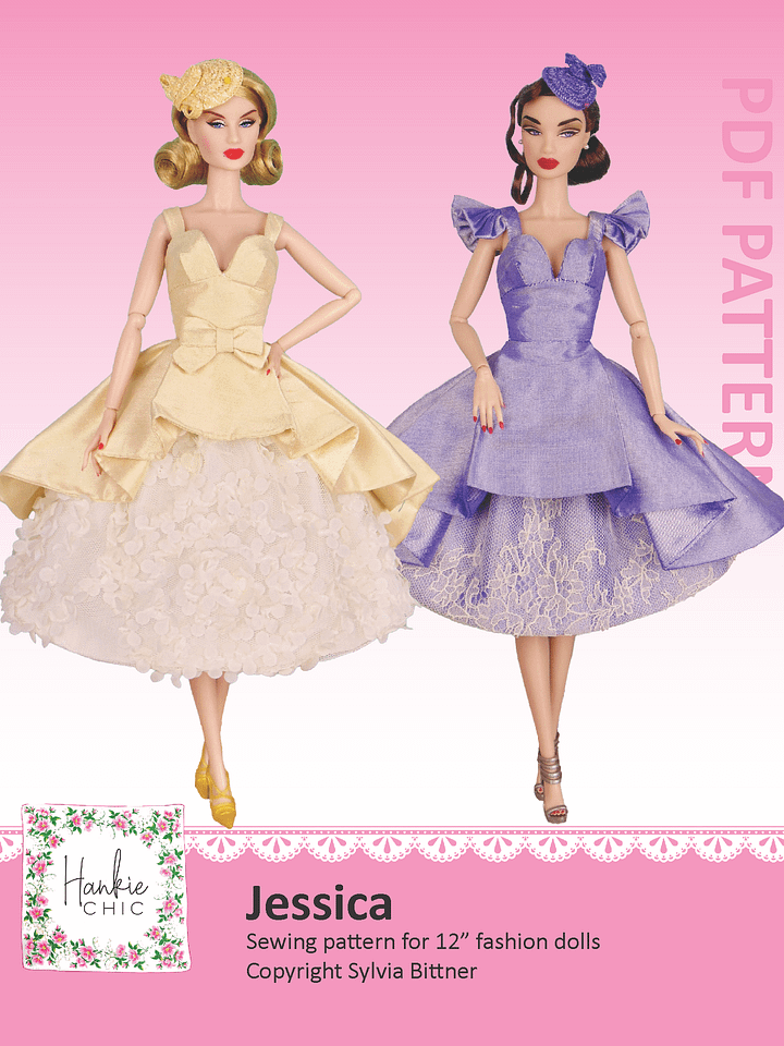 Jessica sewing pattern for 12" fashion dolls product image (1)