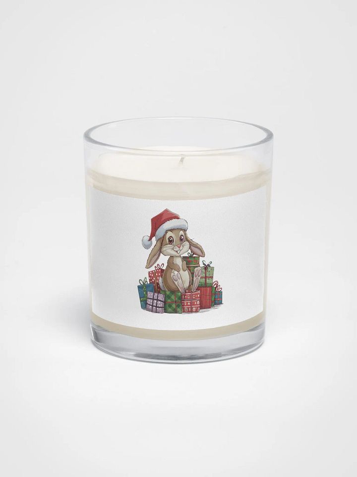 Santa Bunny Soy Wax Candle In A Clear Glass Jar product image (1)