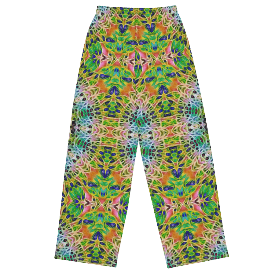 Green Yellow Pink Kaleidoscope Wideleg Pants product image (1)