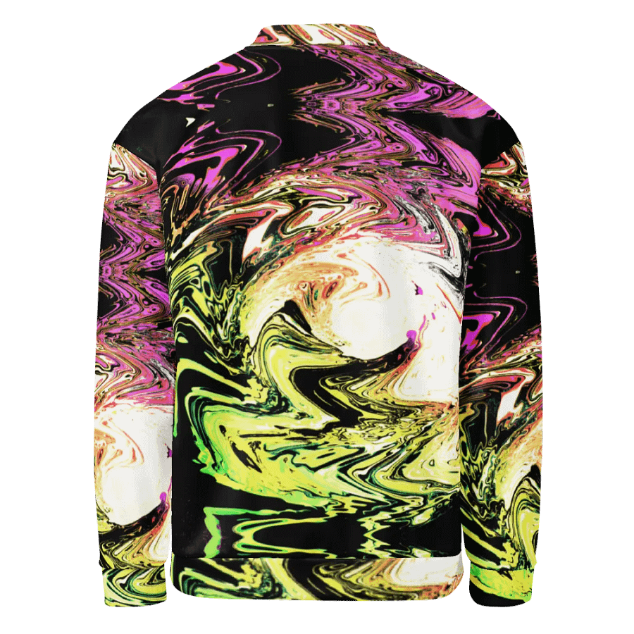 Abstract Neon Daisy Swirl Unisex All Over Print Bomber Jacket product image (7)