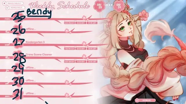 I definitely didn’t forget to change the dates when I made this schedule, nuh uh  #indie #vtuber #streamer 