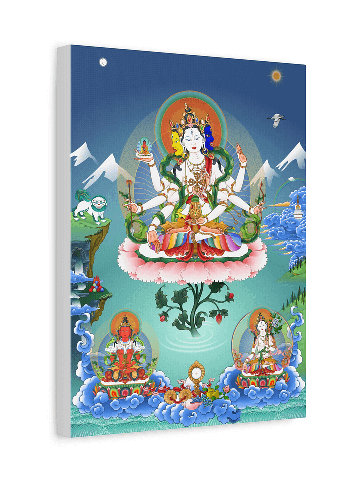 Namgyalma with Amitayus and White Tara thangka canvas print product image (5)