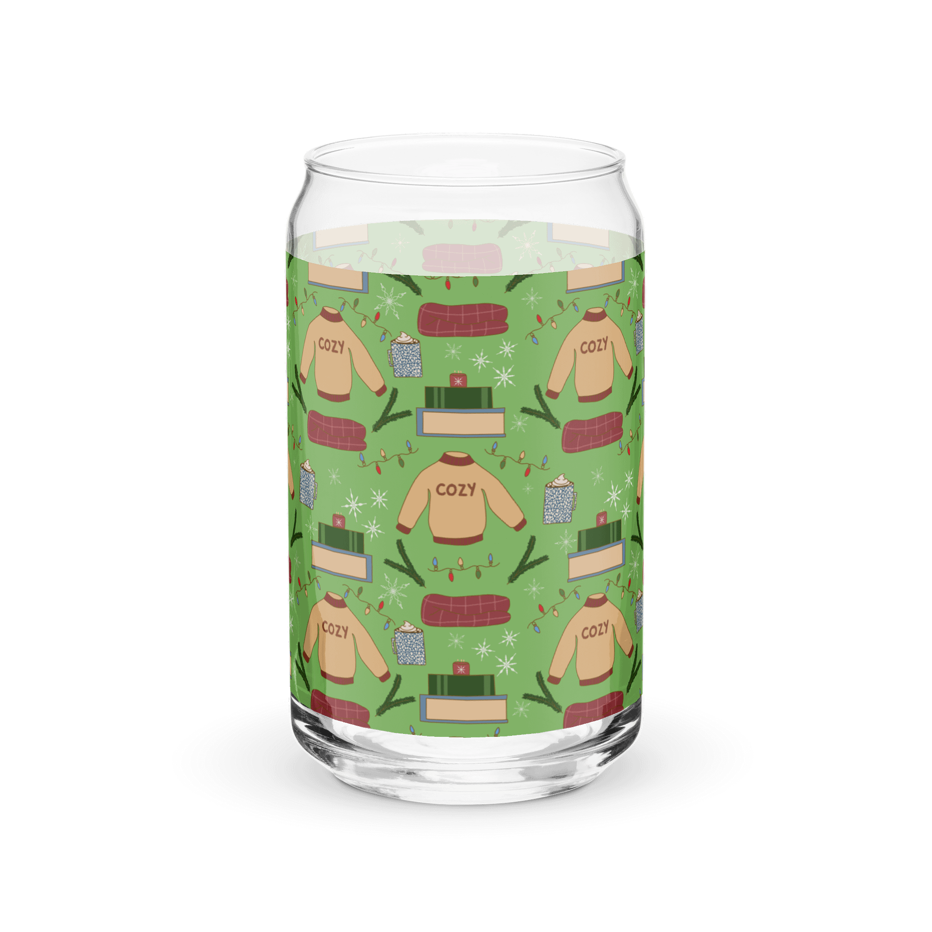 Cozy Winter Pattern in Green Glass Tumbler product image (4)