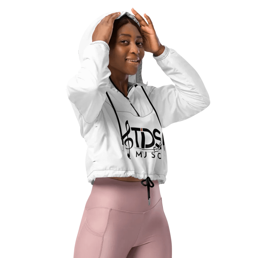 TDS Music Women's White Cropped Windbreaker Jacket - Lightweight & Water-Resistant | XS–2XL product image (11)