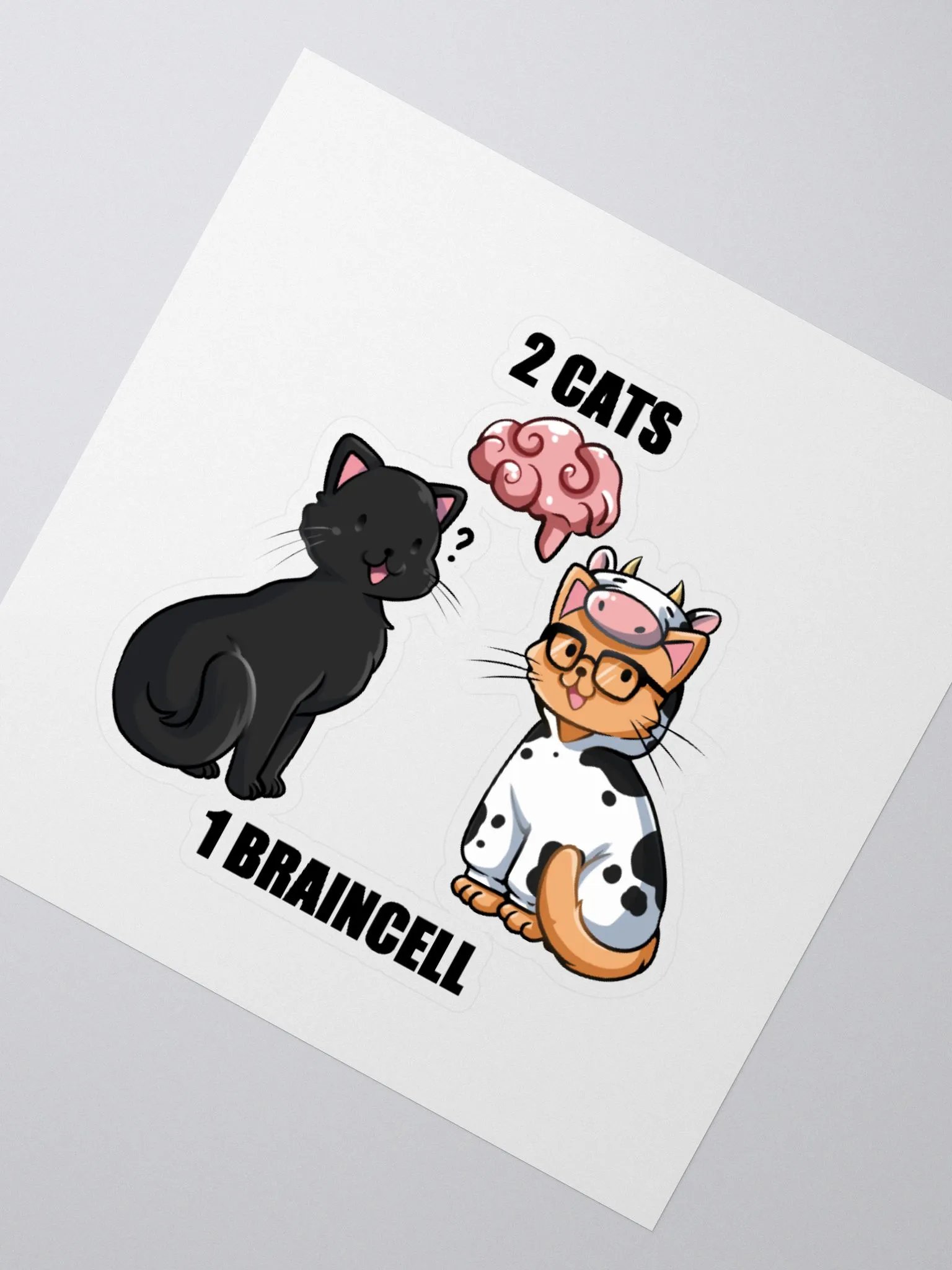 2 Cats 1 Braincell Sticker product image (2)