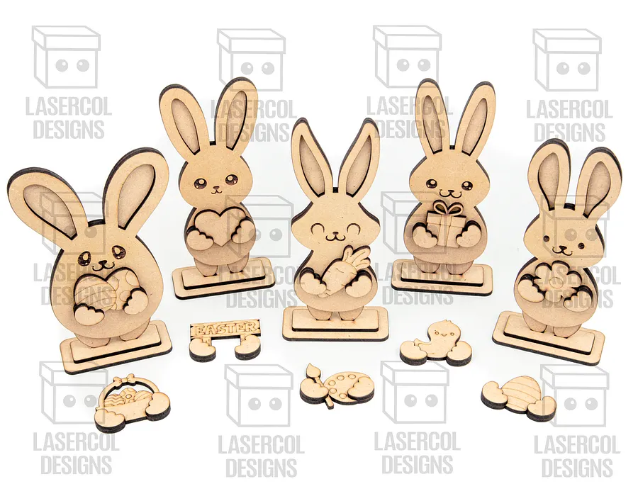Easter Bunny Bundle Set (10 Styles, 2 Sizes) - Laser Cut Files product image (2)