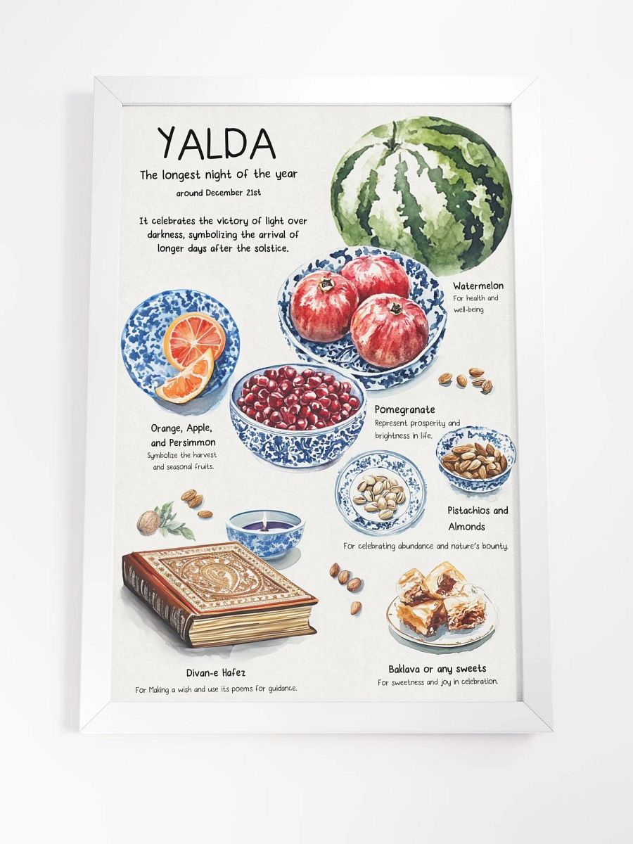 Minimal Watercolor Yalda Night - Watercolor Print - Persian Art Illustration Painting - Home Decor - Iranian Art product image (11)
