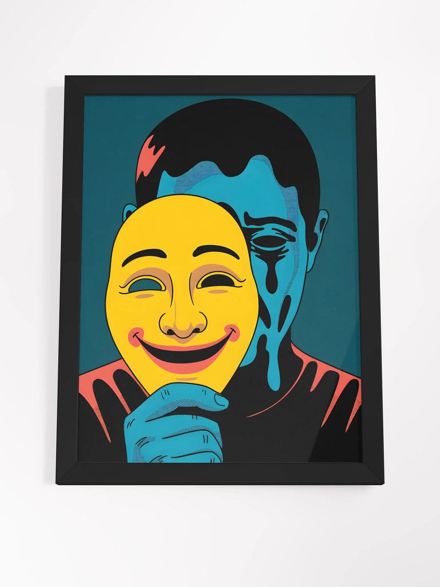 Masked Identity Pop Art Print | Bold Teal & Yellow Self-Discovery Decor product image (4)