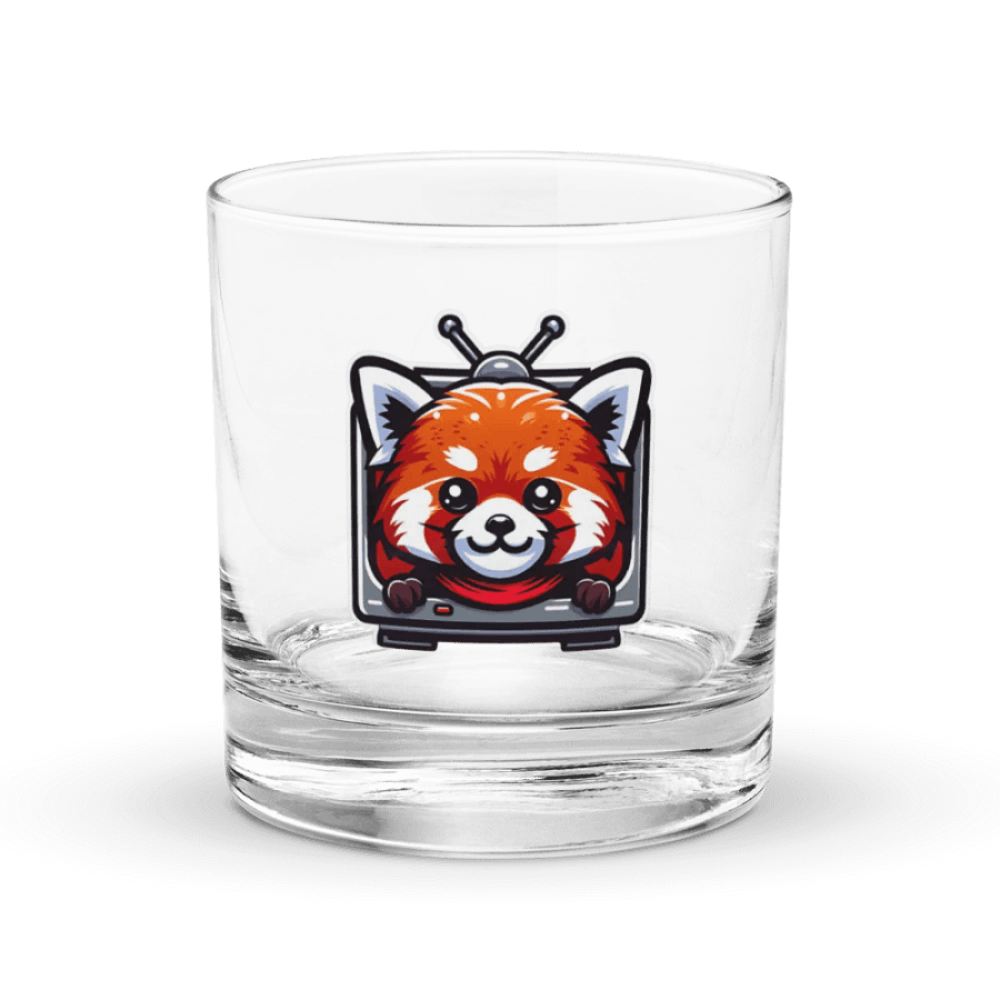 Whimsical Red Panda TV Rocks Glass product image (1)