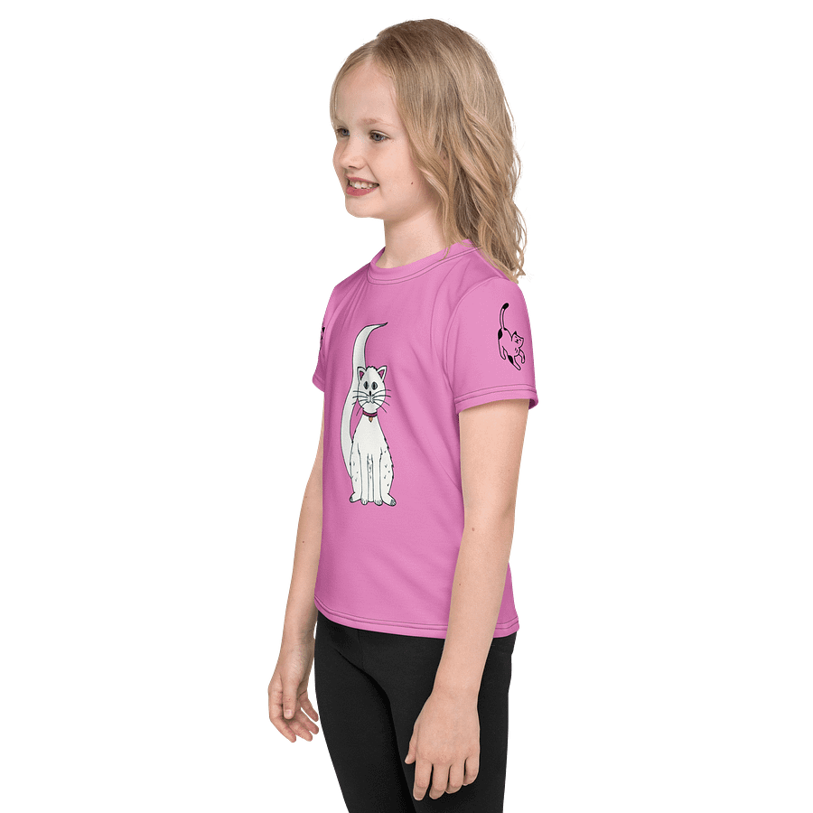 White Cat (art by Dina R.) acrylic painting - Kids Crew Neck T-Shirt product image (3)