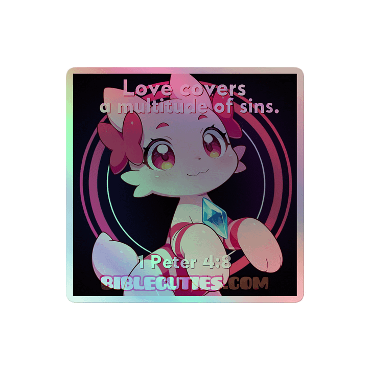 Bible Cuties Leah - Love covers a multitude of sins Holographic Sticker product image (2)
