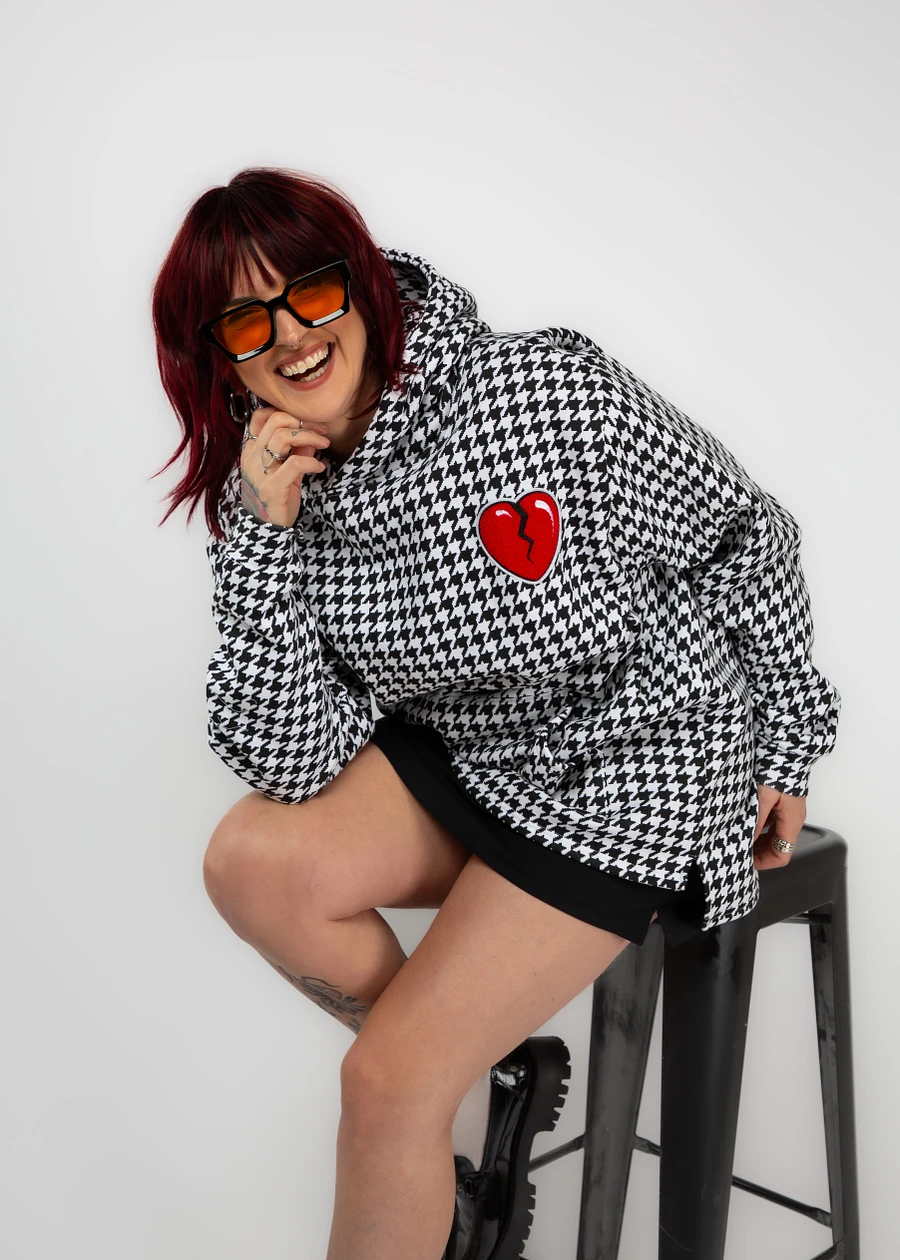Houndstooth Heart Patch Hoodie product image (7)