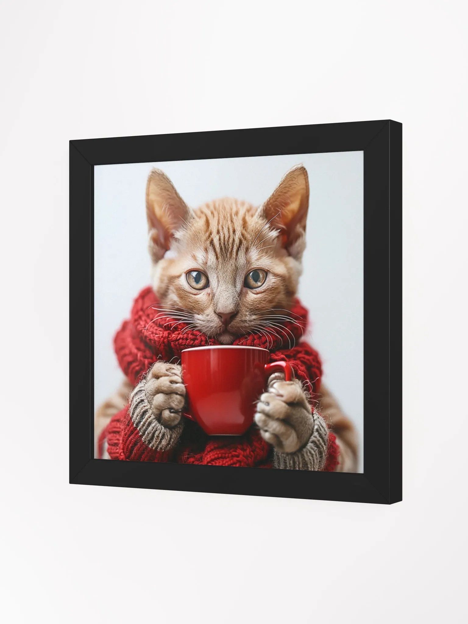 Coffee Lover Cute Orange Baby Kitten Wall Art product image (3)