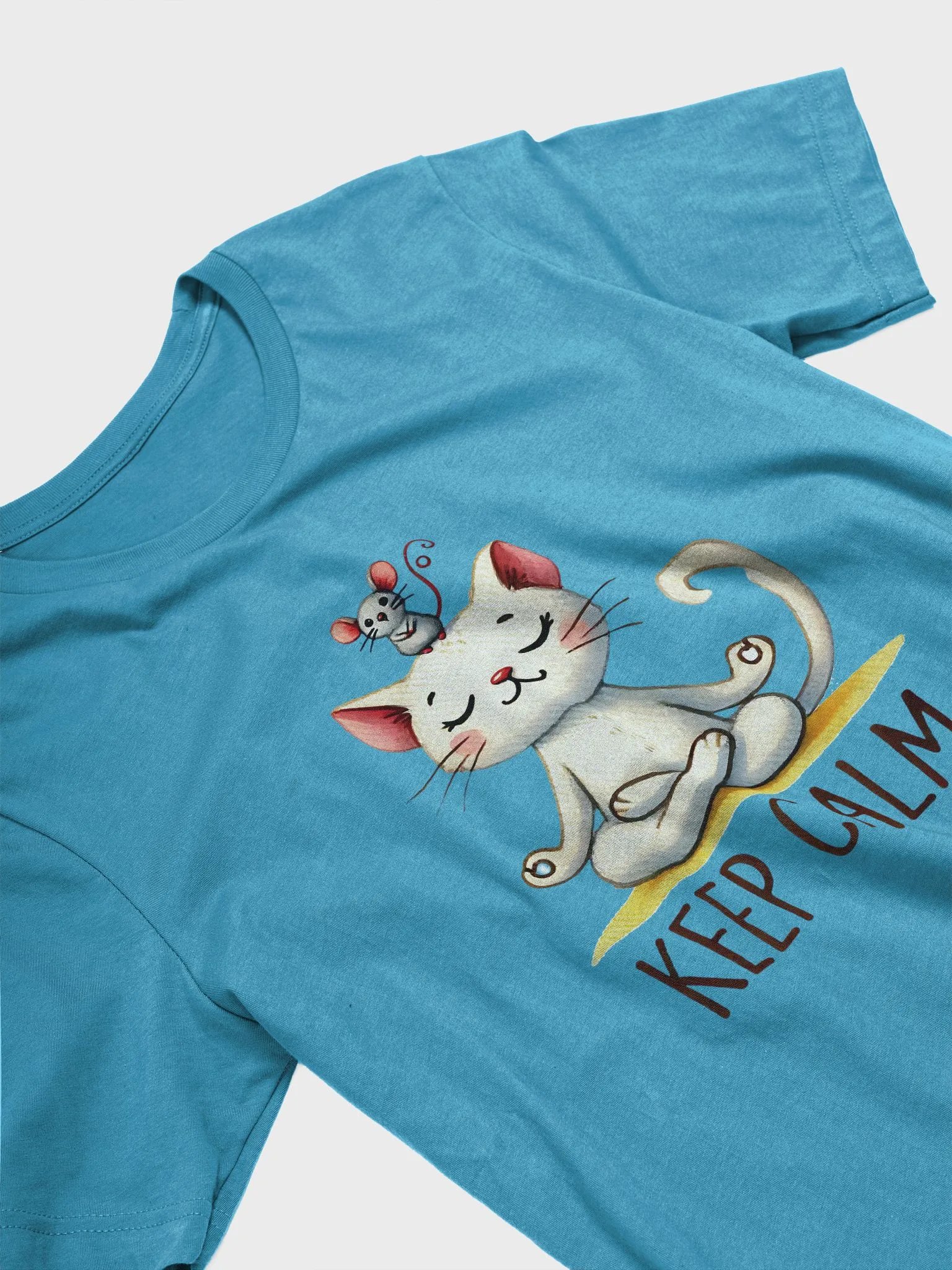 Keep Calm Cat and Mouse T-Shirt - Peaceful Yoga Design product image (2)