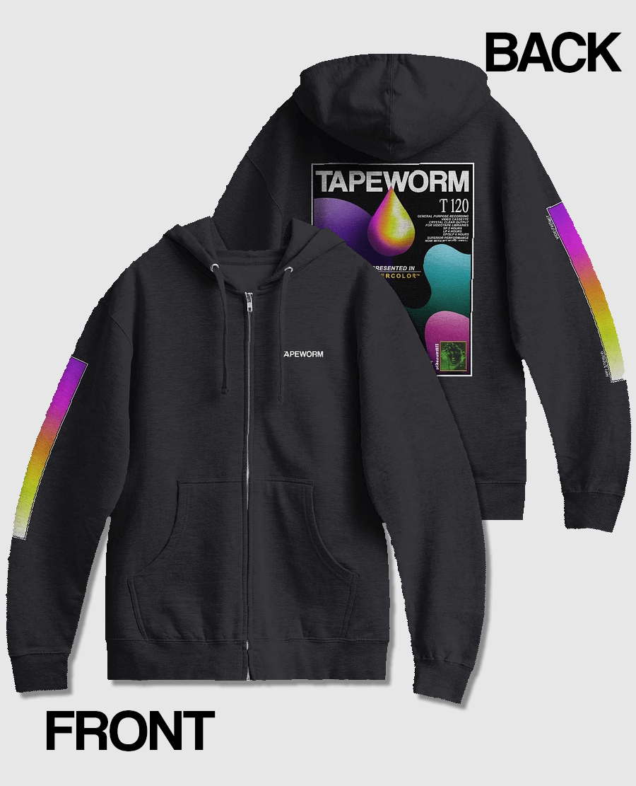 videovomit TAPEWORM VHS zipper backprint hoodie product image (1)