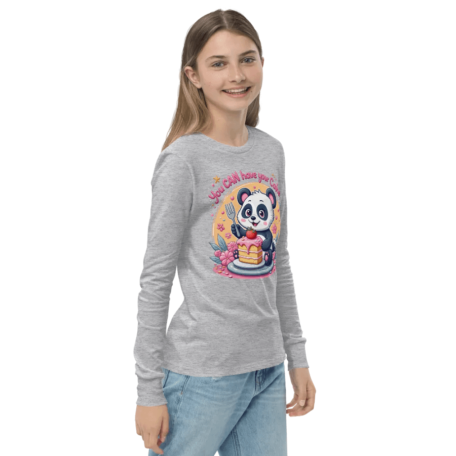 Panda's Cake Adventure Youth Long Sleeve T-Shirt product image (22)