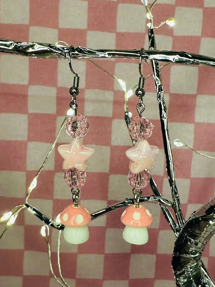 Pink Mushroom Earrings product image (1)