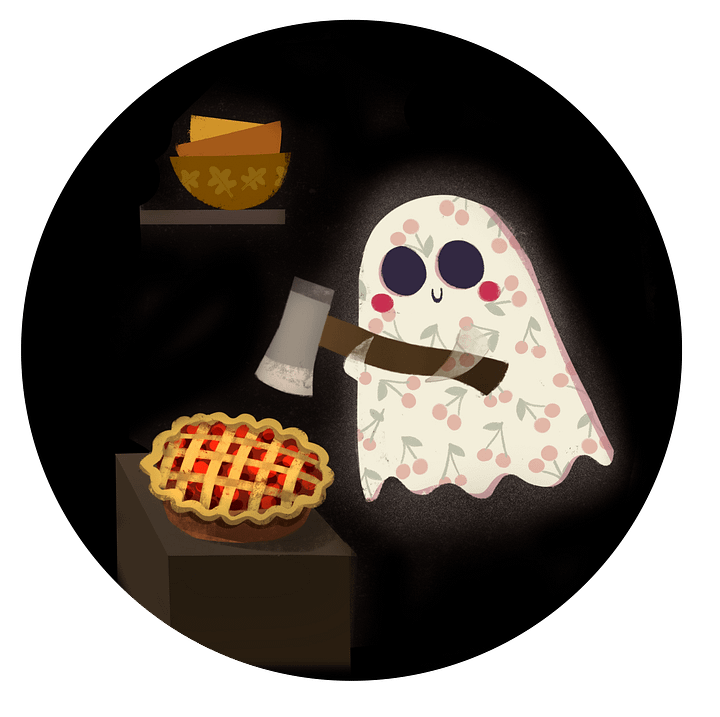 Little Ghost & Cherry Pie - Greeting Card product image (2)