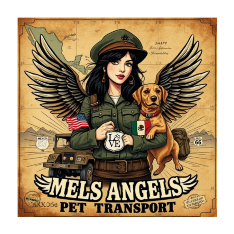 Mel’s Angels “Road-Dog” Retro Magnet — 3×3, 4×4, 6×6 | Mexico↔USA Route 66 | Dog Lover Gift product image (3)