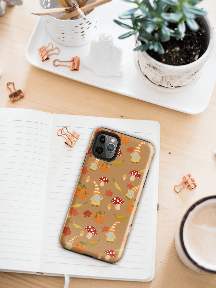 Fall with my Gnomies in Brown Pattern iPhone® Tough Case product image (1)