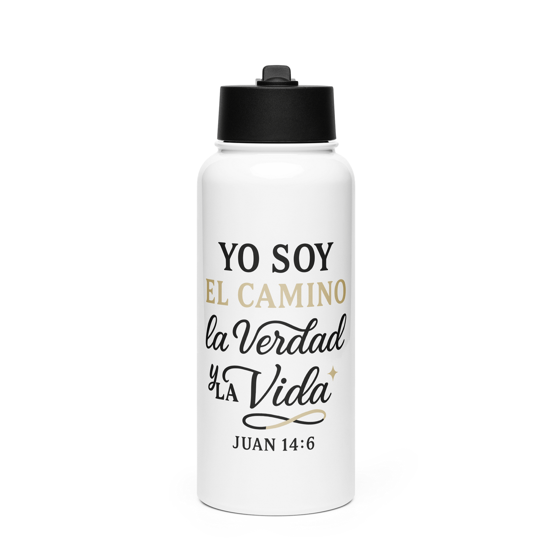 Stainless Steel Water Bottle – “Yo Soy el Camino, la Verdad y la Vida” – Spanish Bible Verse product image (1)