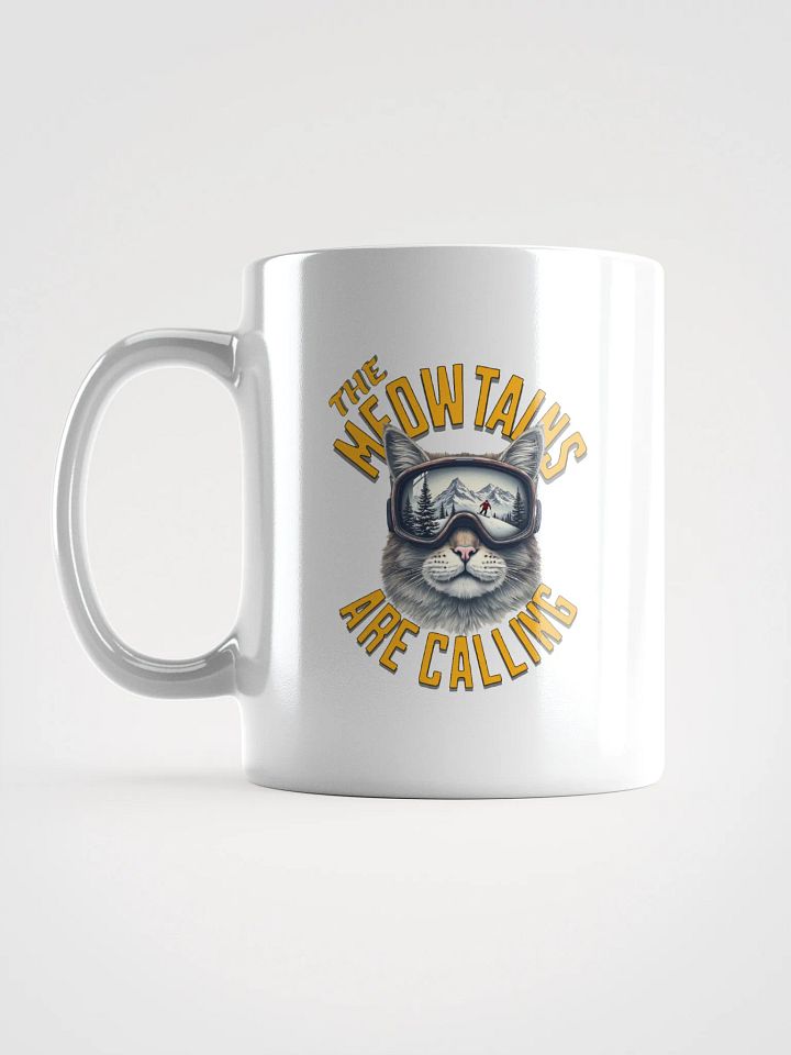 The Meowtains Are Calling Cat Skiing White Glossy Mug product image (1)