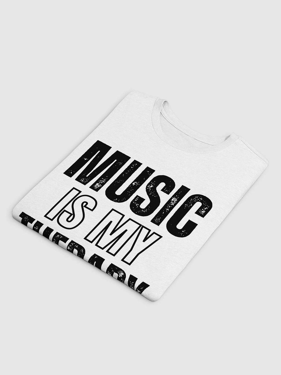 GRAPHIC T-SHIRT NEXT LEVEL WHITE T-SHIRT "MUSIC IS MY THERAPY" SLOGAN product image (4)