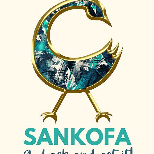 Legacy meets modern. Gold-rimmed Sankofa in black, white & teal. Framed in eco wood. #ArtWithSoul #Sankofa #LuxePapyrus #Wher...