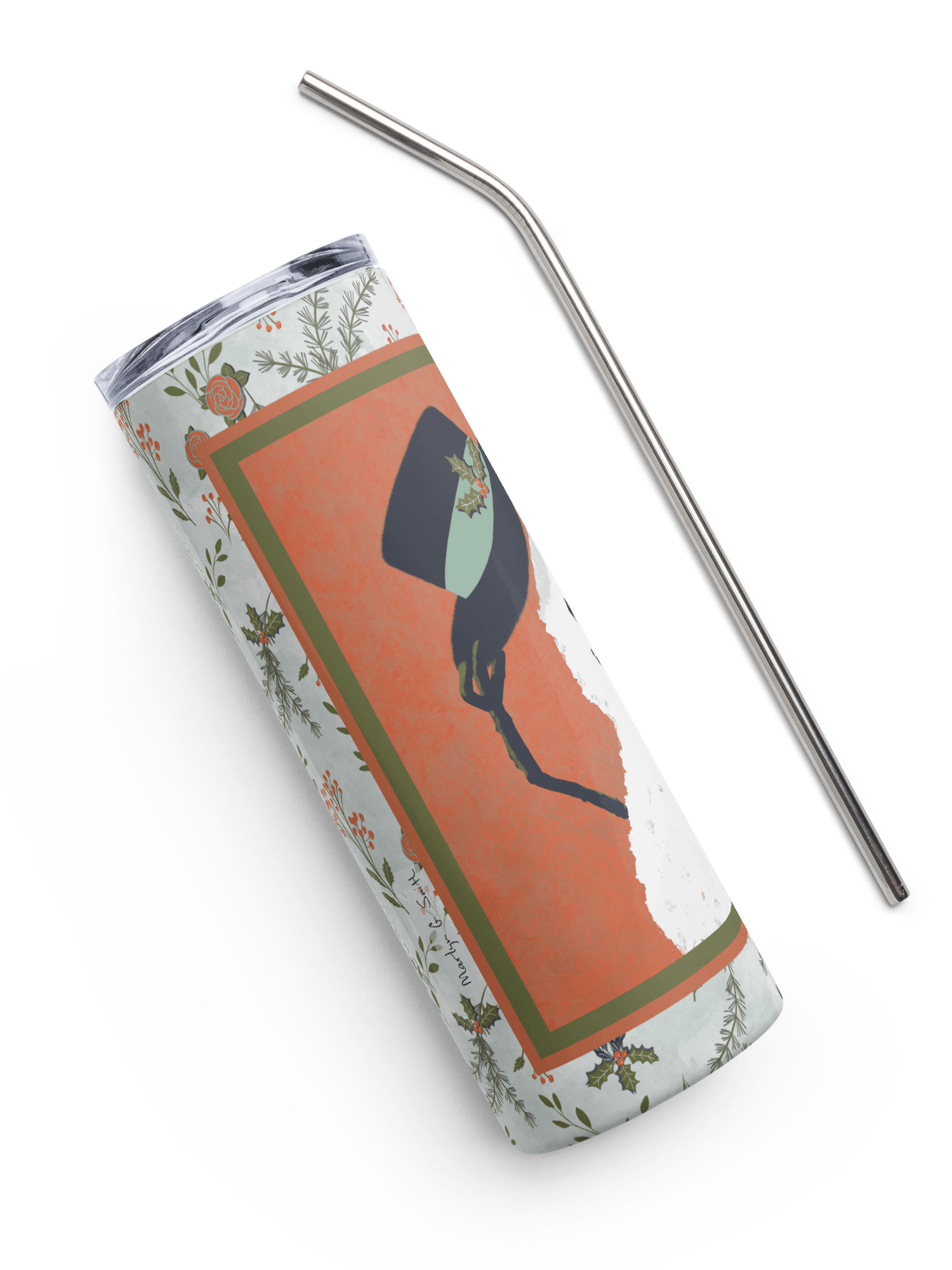 “Snowman Hello” 20-Ounce Stainless Steel Tumbler with Straw product image (3)