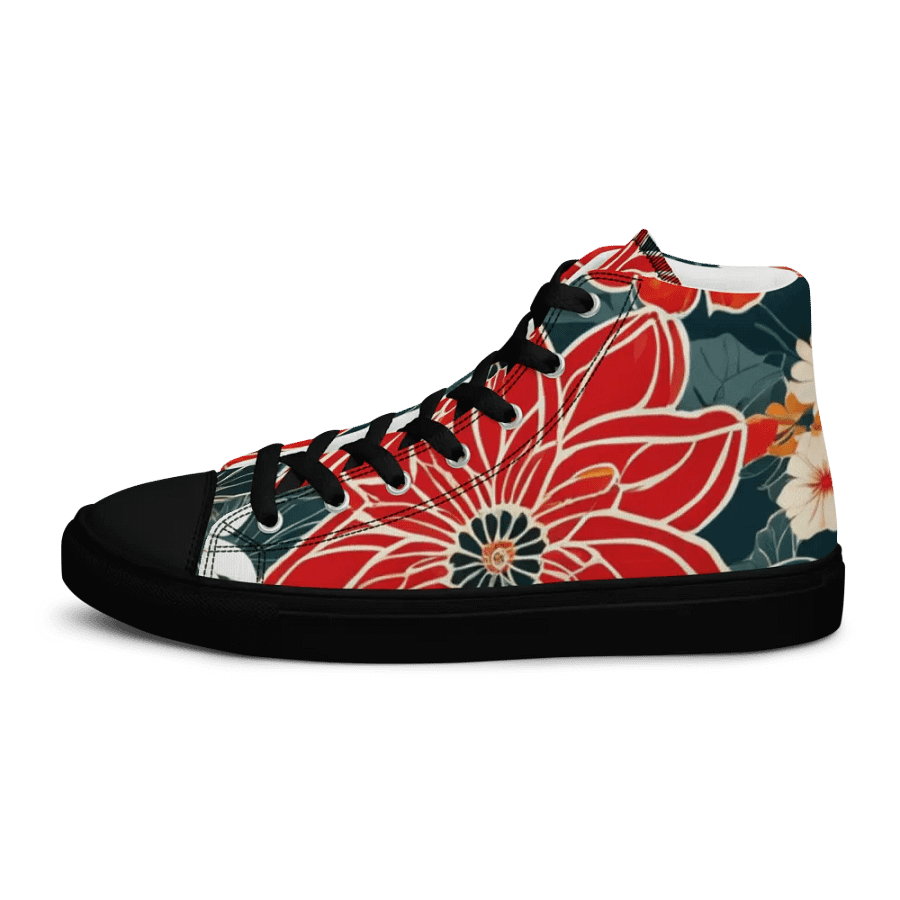 Red Flowers Women's High Top Shoes product image (9)