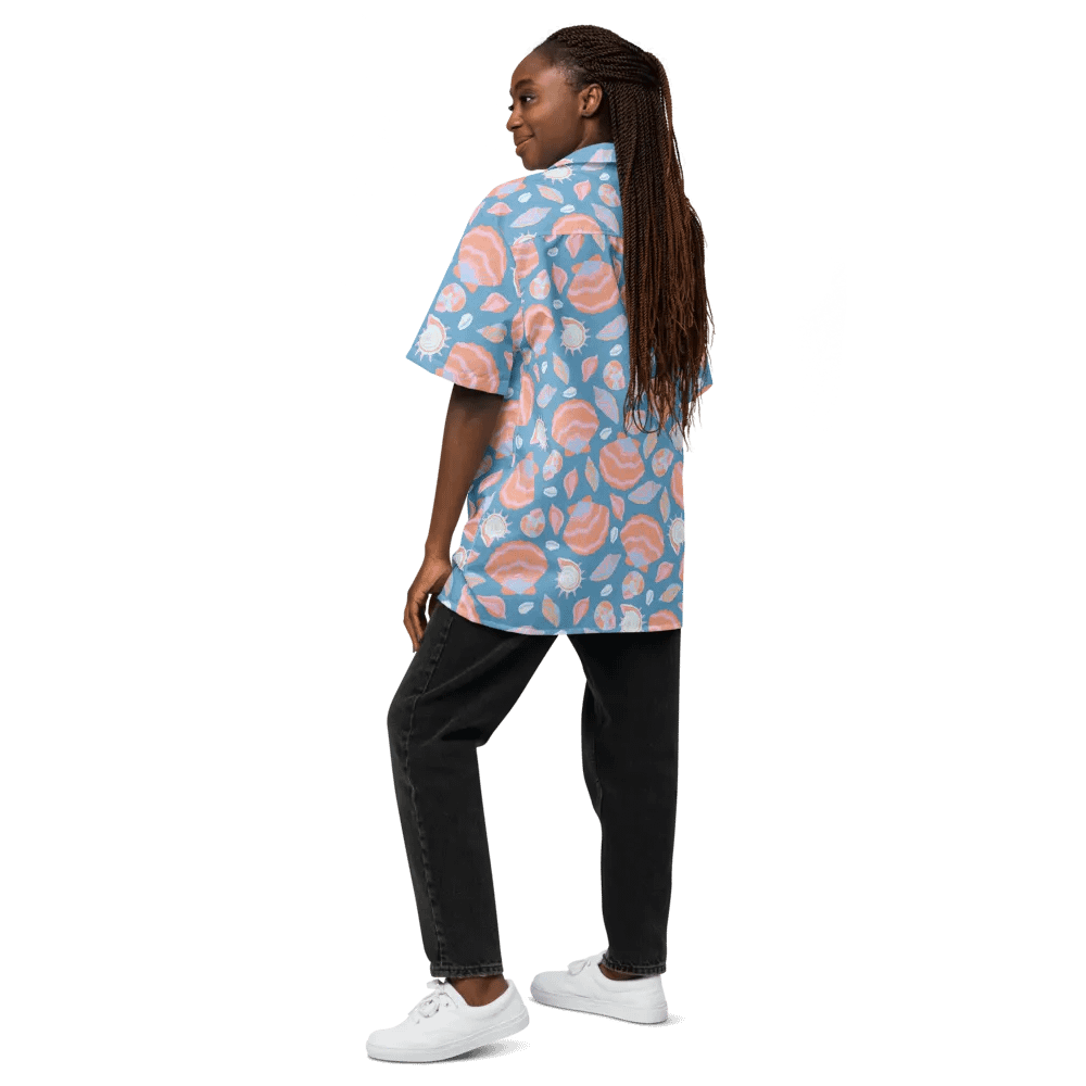 Retro Seashells Blue Hawaiian Shirt product image (12)