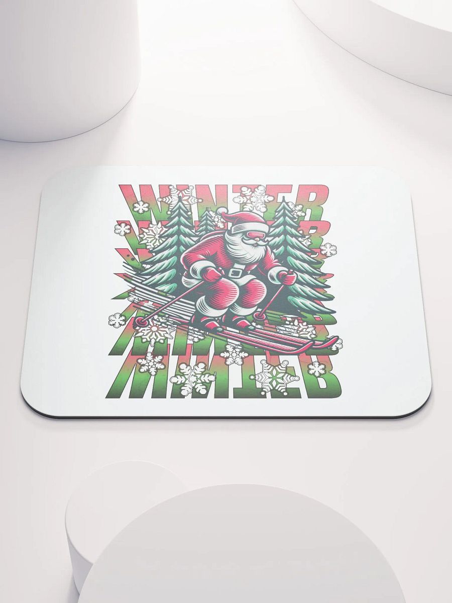 Winter Santa Skiing Wonderland Mouse Pad product image (1)