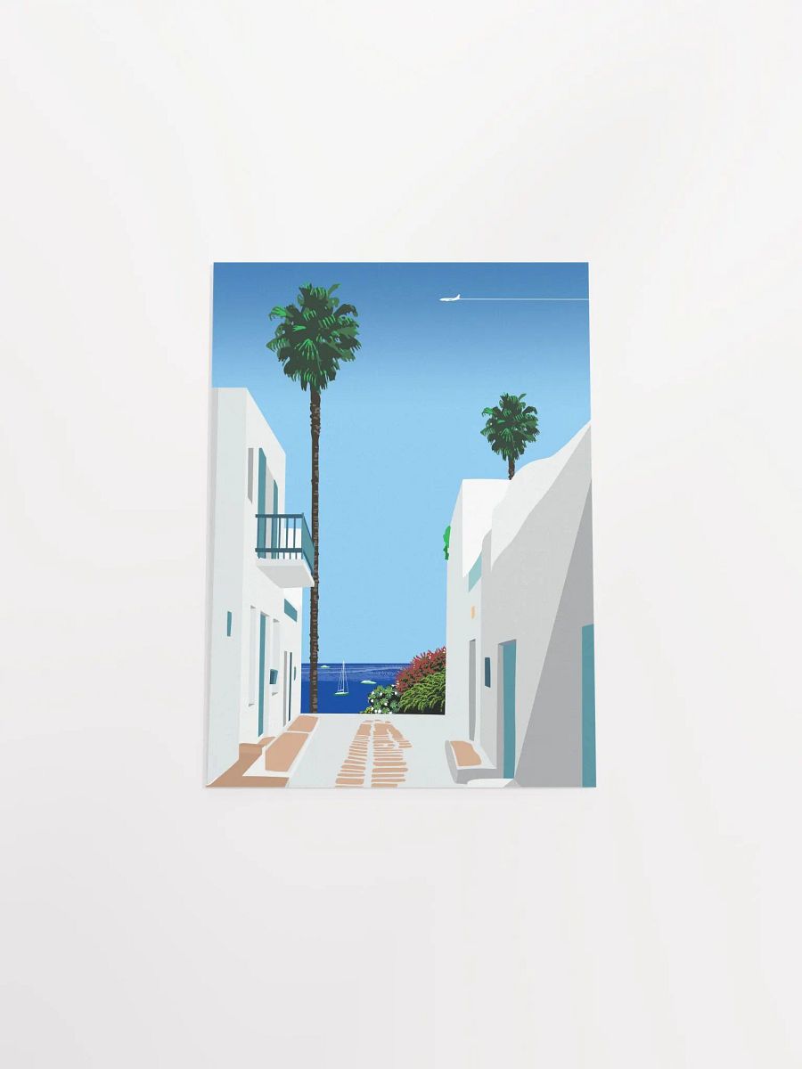 Santorini, Greece — City Pop art, retrowave/vaporwave poster, 80s, aesthetic poster, Hiroshi Nagai inspired art, minimalist poster product image (10)