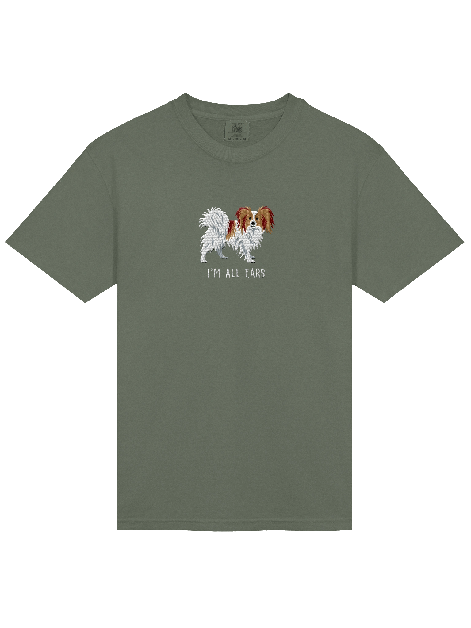I'm All Ears T-Shirt(Embroidered) of a Papillon(Brown & White) product image (23)