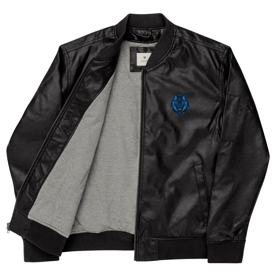 Mystic Wolf Faux Leather Bomber Jacket product image (10)