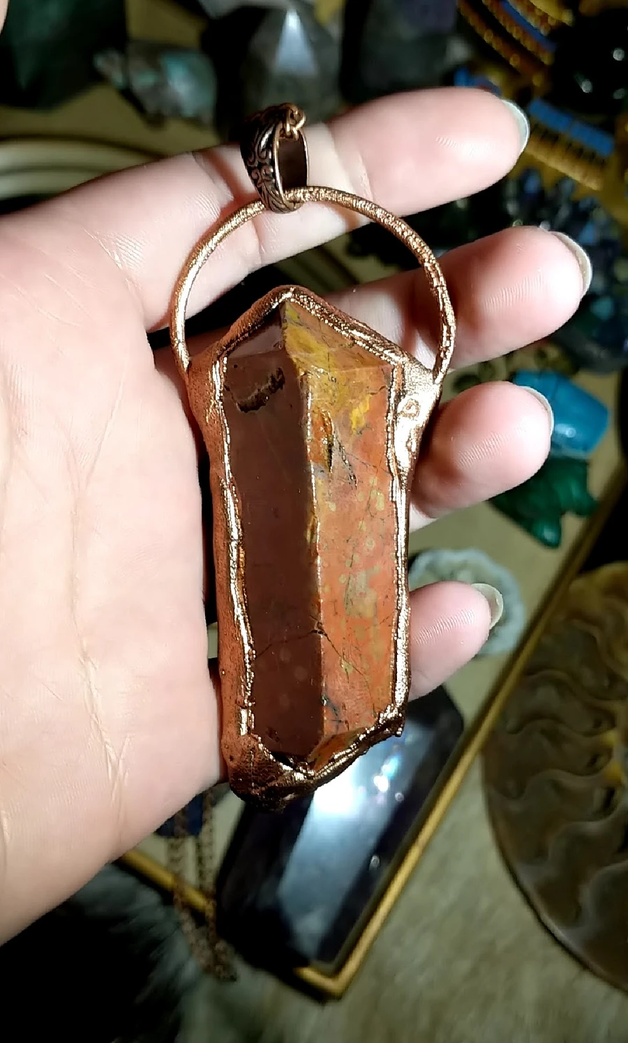 Reversible Jasper & Agate Copper Amulet product image (3)