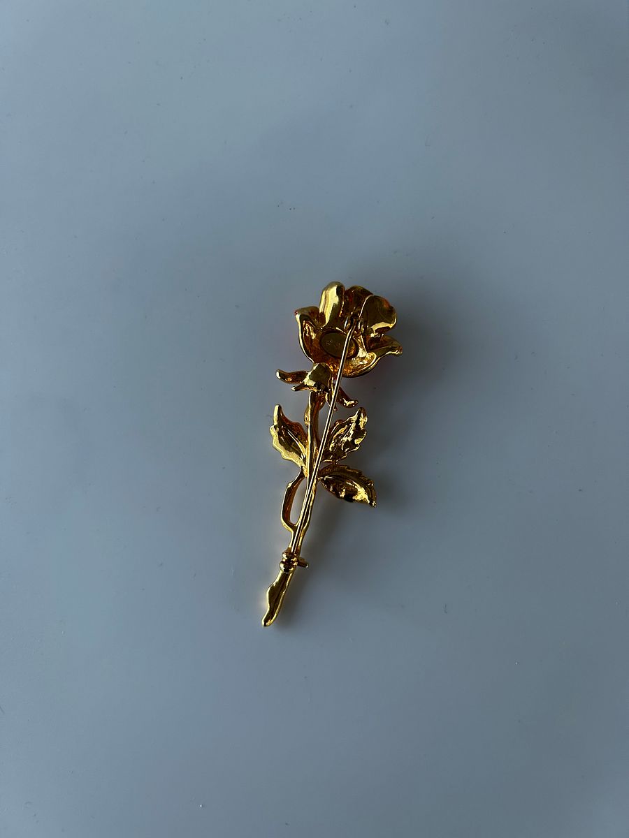 Gold Tone Rose Rhinestones Brooch product image (5)