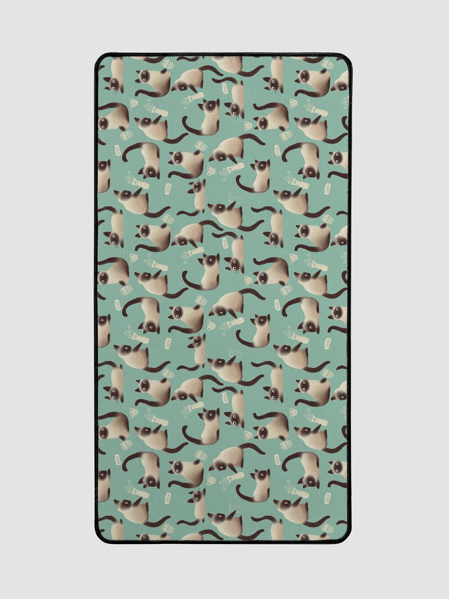 Bad Siamese Cats Knocking Stuff Over Patterned Desk Mat, Mint product image (2)