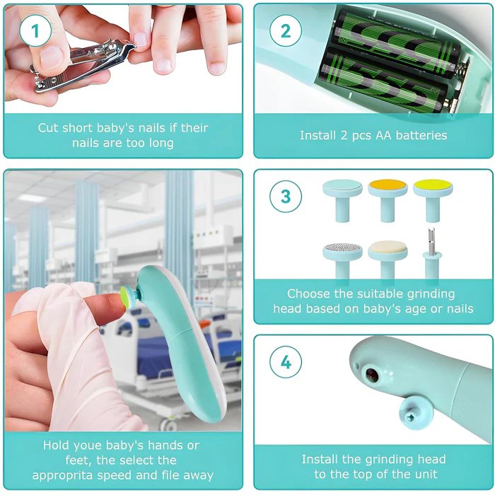 BABY NAIL TRIMMER / CLIPPERS | 6 GRINDING HEAD (MULTI COLOR / 1 PC / BATTERY NOT INCLUDED) product image (5)