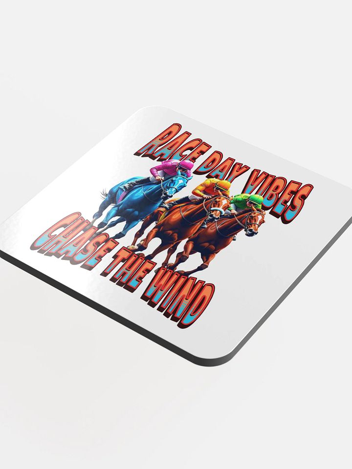 Race Day Vibes Chase The Wind Horse Racing Glossed Cork Coaster product image (1)