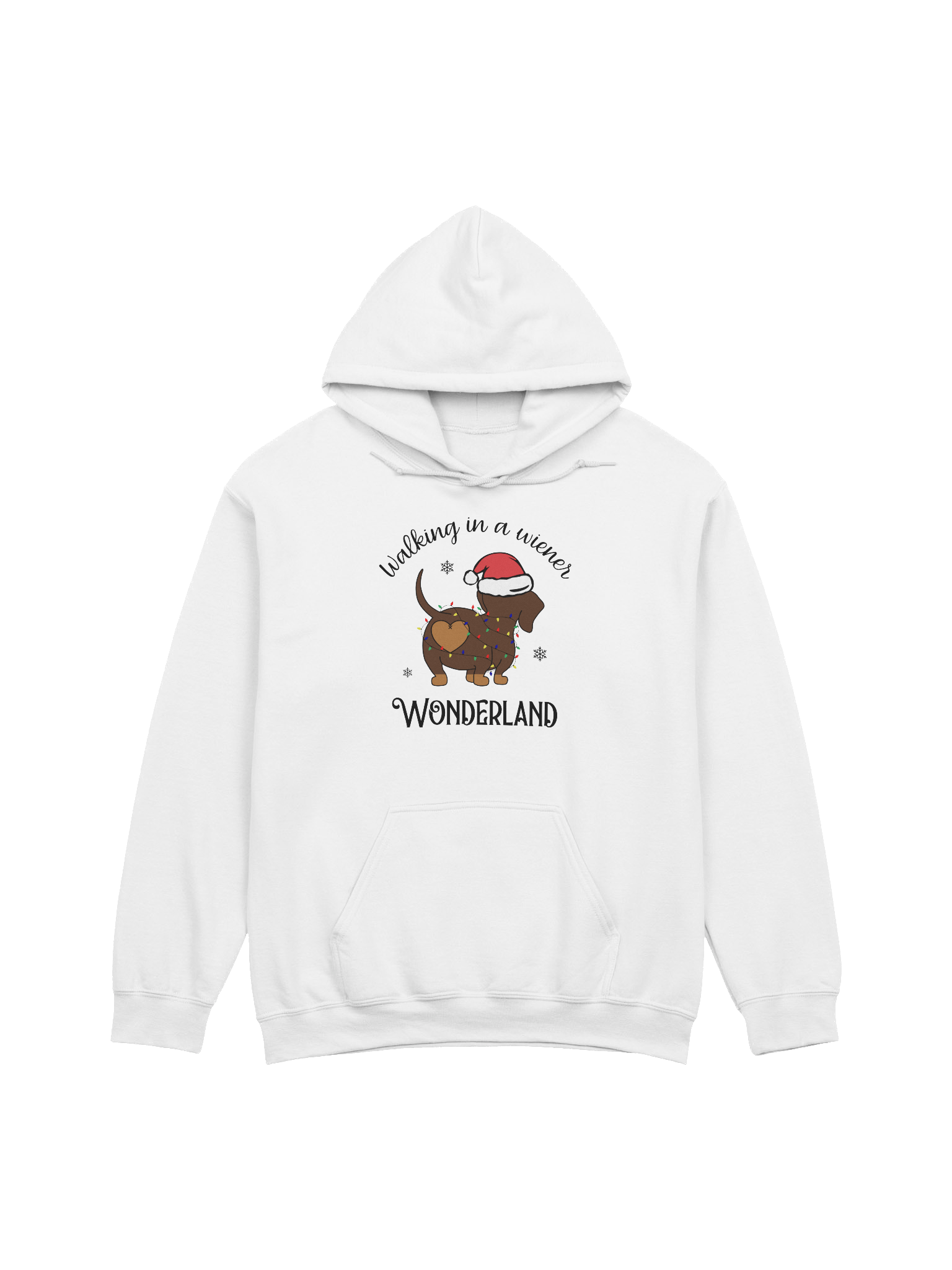 Walking In A Weiner Wonderland- Santa Hat Christmas Lights Dachshund Hoodie product image (1)