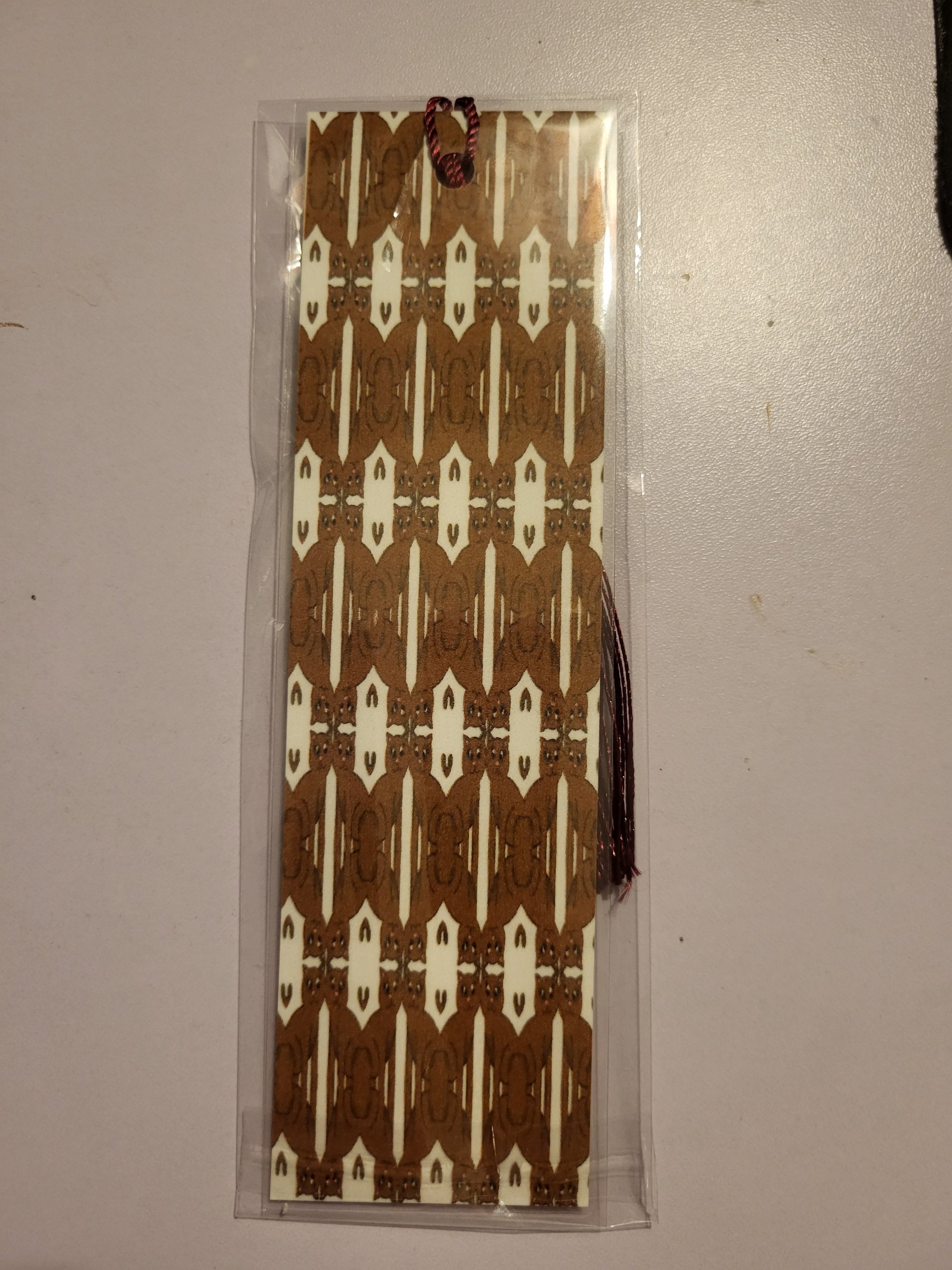 Cute Cartoon Brown Patched Kitty Pattern Laminated Bookmark with a Tassel product image (3)