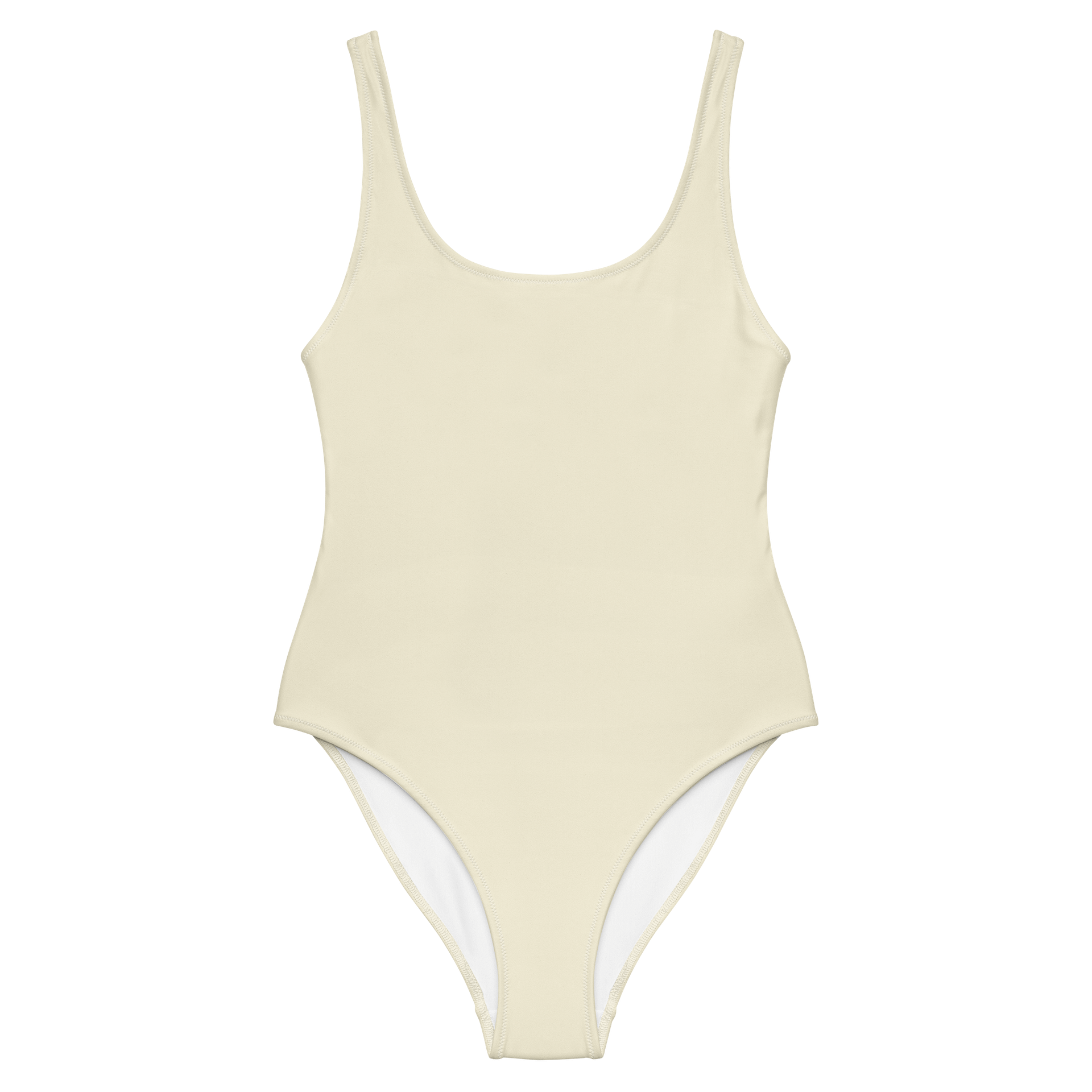 Off White Beige Solid Color Retro Inspired Women's One Piece Swimsuit product image (1)