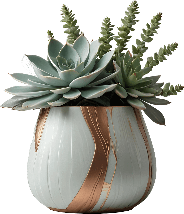 Gatsby Grace – Succulent Vase with Flowing Gold Accents PNG product image (1)