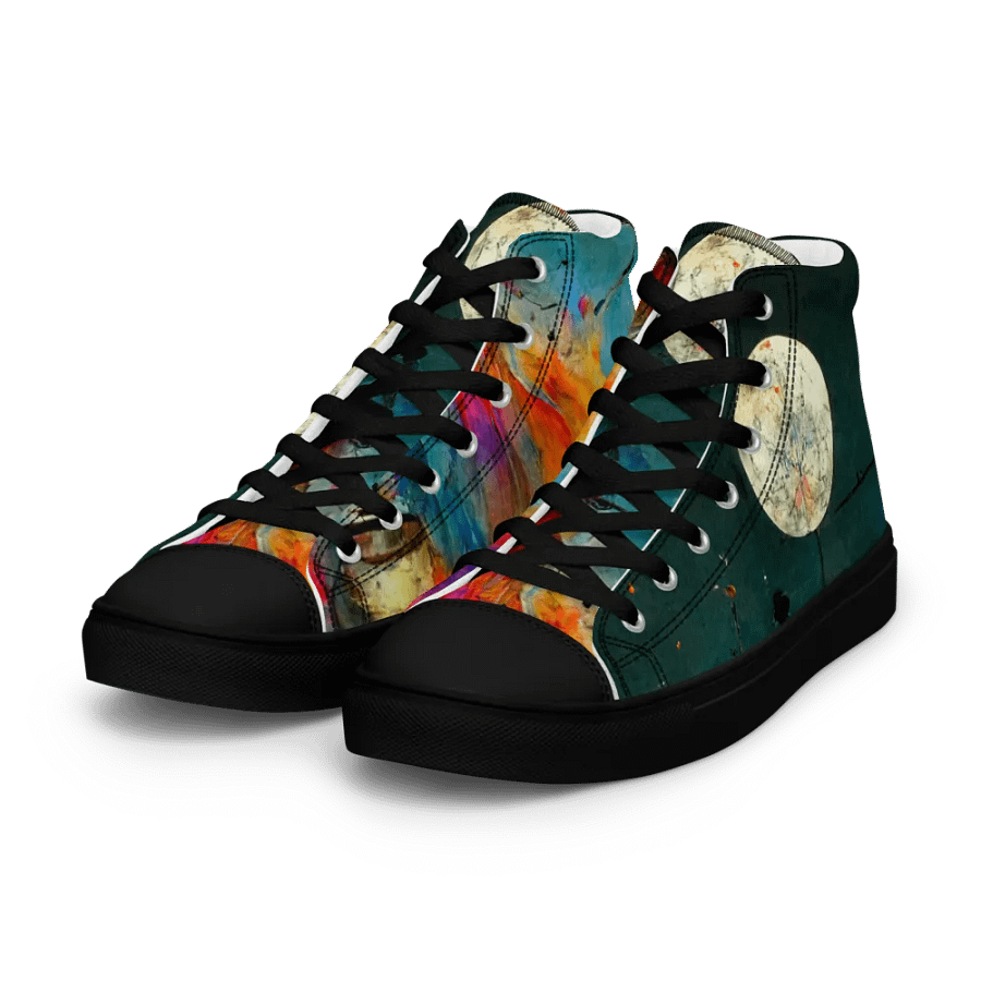 Mystical Moon Gathering, handmade men's High Top Canvas Shoes product image (6)