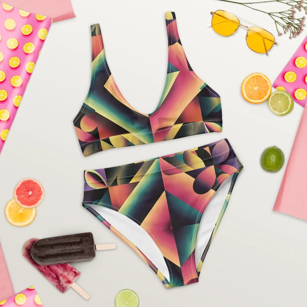 Abstract Lithographic Pattern Design High Waisted Bikini - V7 product image (9)