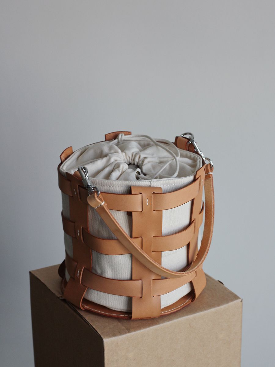 Vegetable Tanned Leather Caged Bucket Bag product image (5)