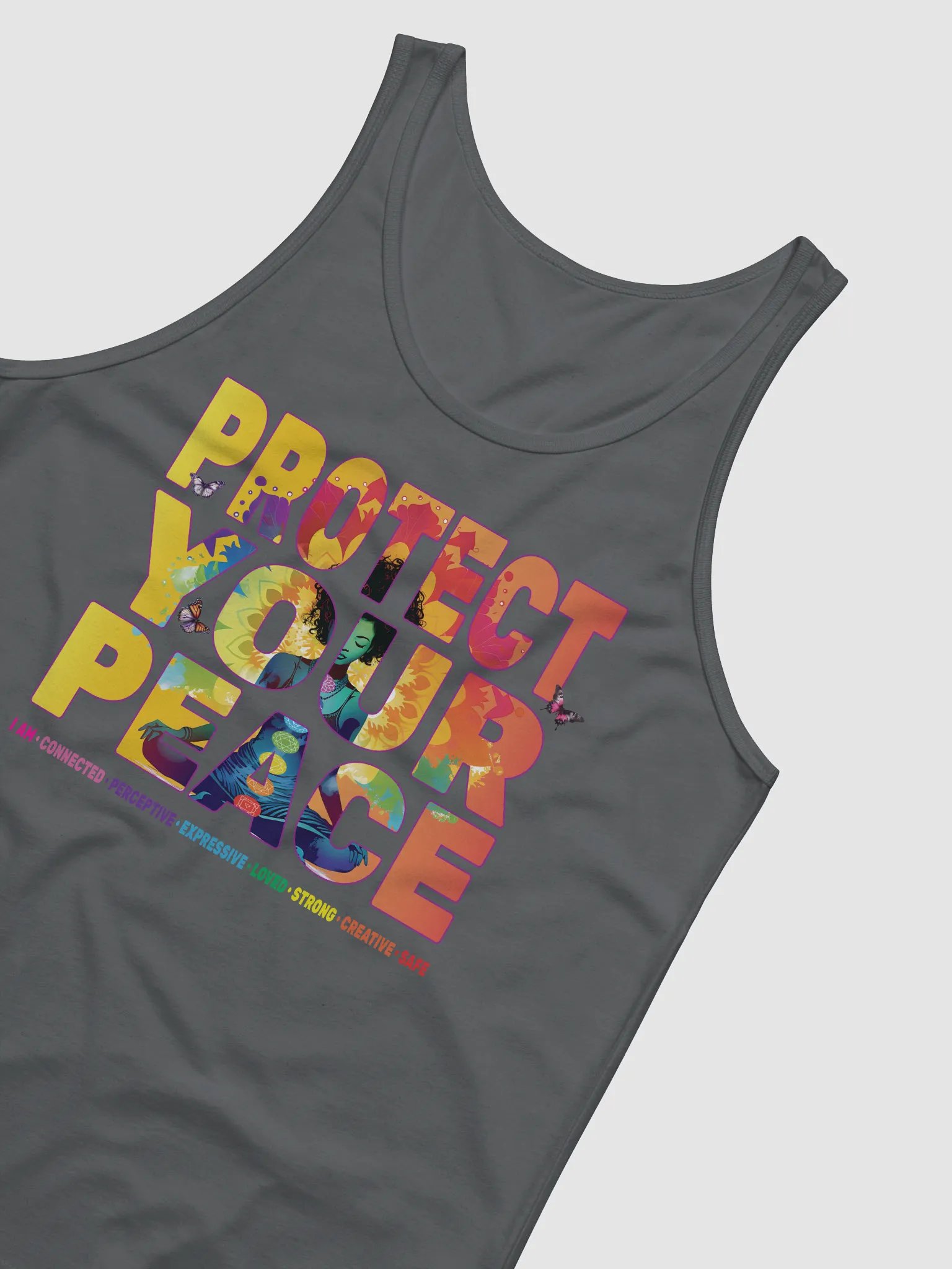African American Woman Protect Your Peace 7 Chakra Meditation Yoga Pose Spirituality Tank Top product image (5)