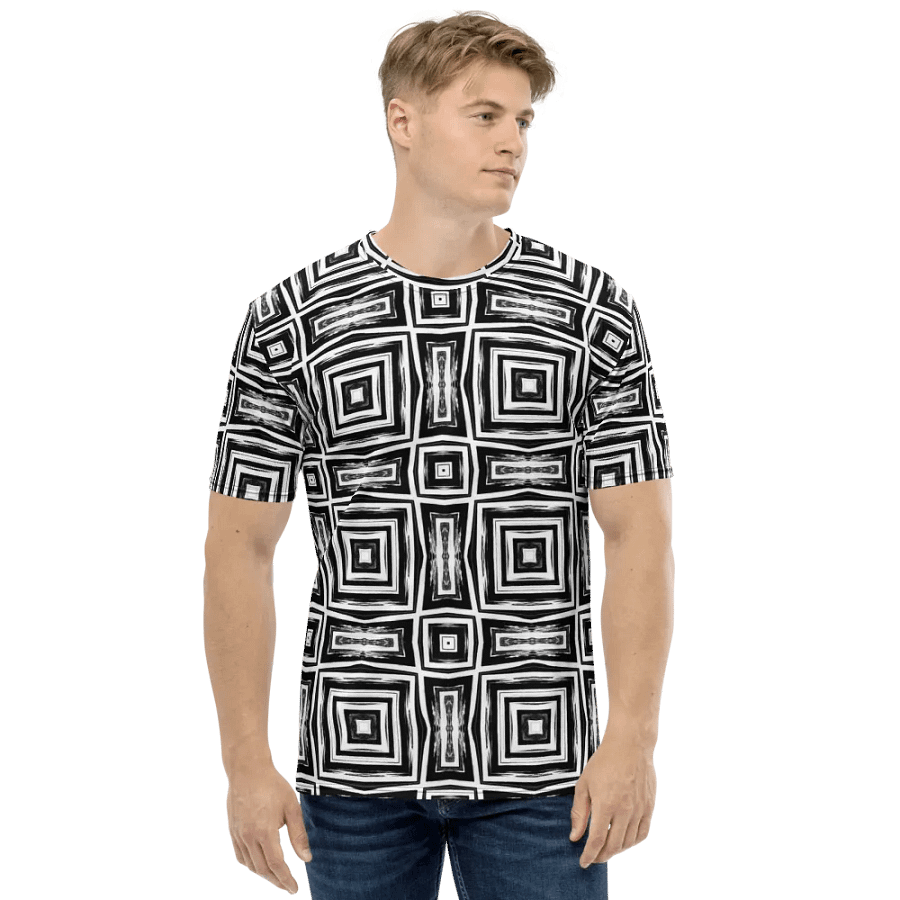 Abstract Monochrome Repeating Pattern Men's Crewneck T Shirt product image (5)