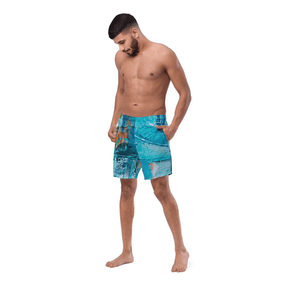 original painting by b. reters printed on men´s swimwear, beautiful blues product image (6)